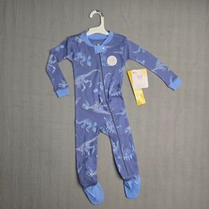 Burts Bees Dinosaur Print Footie Zip-Up One Piece PJ's Organic Cotton 18 months